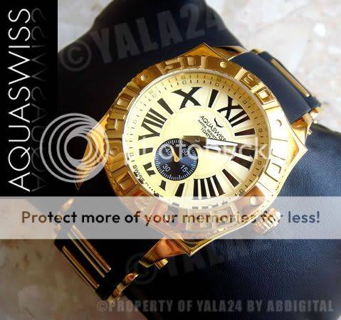 R22,000.00 >> **1 left** AQUASWISS Men's 18k GOLD Swiss Watch