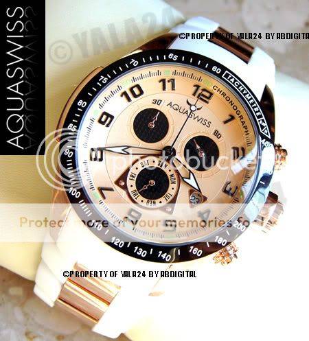 CERTIFIED >> Rare AQUASWISS Men's 18k GOLD pl. Snow Trax Chronograph Swiss Watch