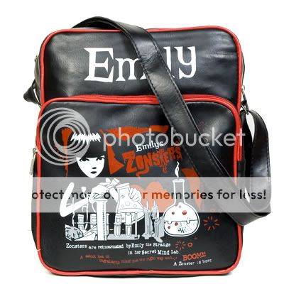 PP28 New Fashion Black Emily The Strange Messenger HandBag Book Bag 26cm (W) x 32cm (H) x 9cm (D)
