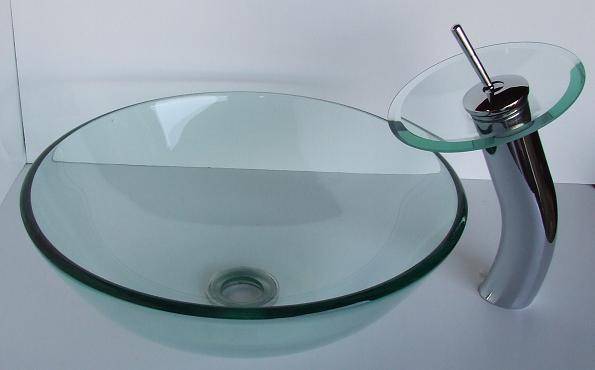 Clear Tempered Glass Basin (Round), FREE pop-up drain