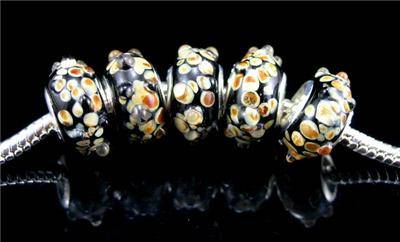 5pcs Silver Muran Glass Beads charm Fit Pandora