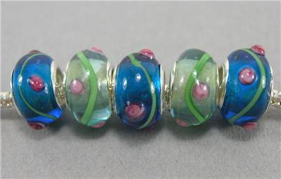 5pcs Silver Muran Glass Beads charm Fit Pandora