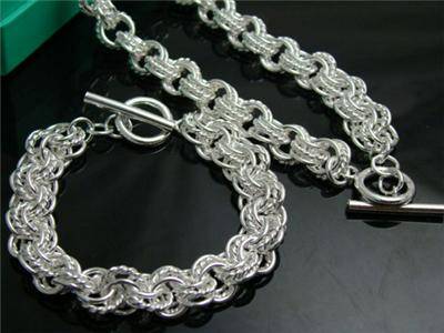 STUNNING.925 STERLING SILVER DOUBLE CIRCLE CHUNKY SET