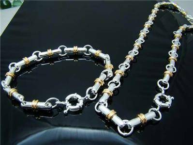NEW!!! .925 STERLING SILVER BAMBOO STYLE SET WITH BELCHER CLASP