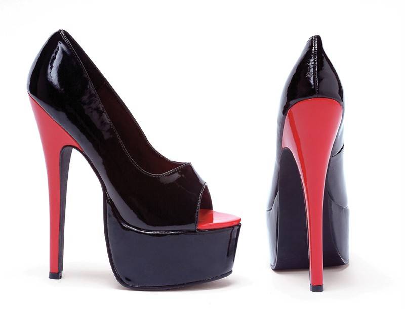 6.5" High Heel Platform Pump Bonnie Black PT Size US12/SA10