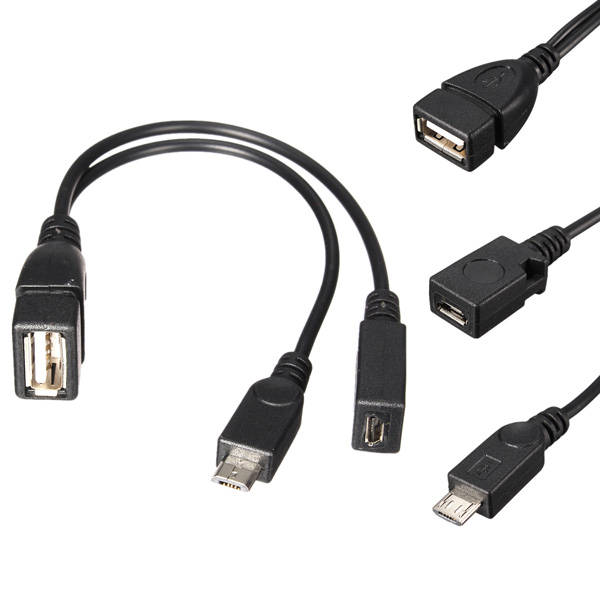 Micro Female+Male Port+USB2.0 Host OTG Hub Cable Line Adapter For Tablet