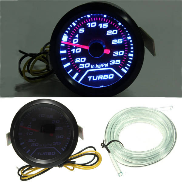 Universal 52mm 2 Inch White Digital LED Turbo Boost Meter Gauge Smoke Face Tint Psi