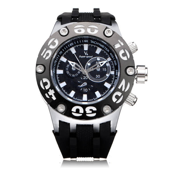 V6 V0203 Super Speed Big Dial Number Rubber Military Men Wrist Watch