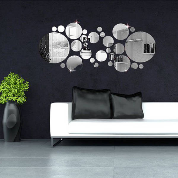 30pcs 3D Circle Mirror Wall Stickers Acrylic Vinyl Decal Home Art Decor