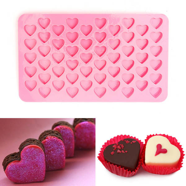 55 Holes Mini Heart Silicone Cake Muffin Chocolate Mold