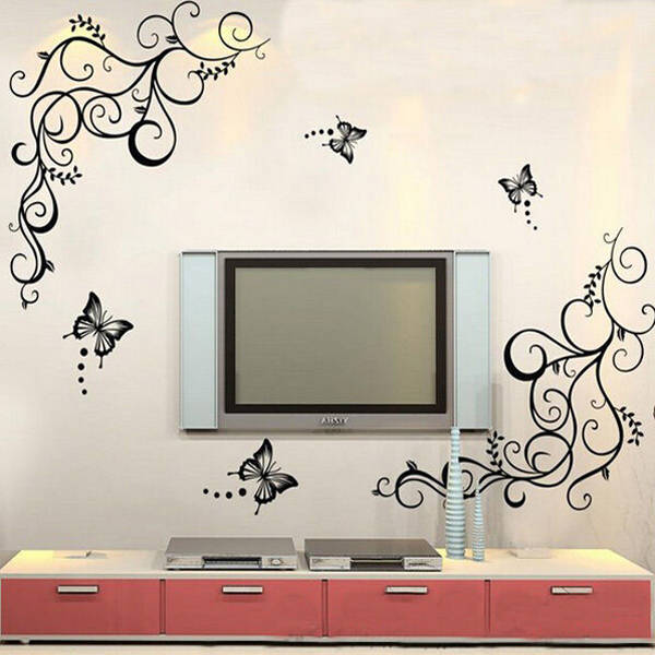 DIY Butterfly Vine Flowers House Decro Room Bedroom Wall Sticker