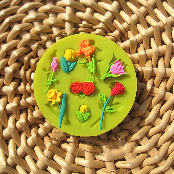 Valentine Rose Lily Tulip Fondant Cake Mold Liquid Silicone Mould