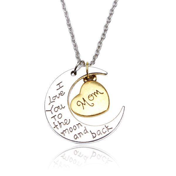 I Love You To The Moon And Back Family Member Engraved Letter Necklace