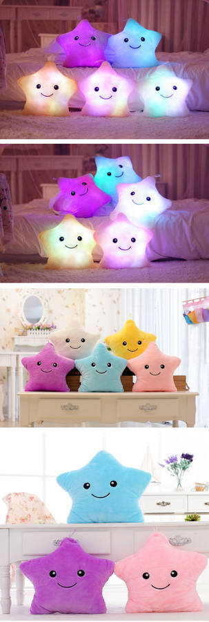 colorful LED star shape throw pillow