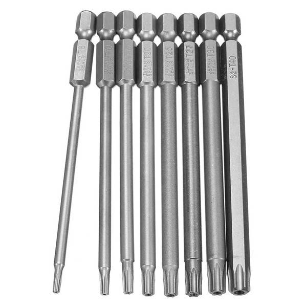 8pcs T8-T40 100mm Magnetic Torx Screwdriver Bits