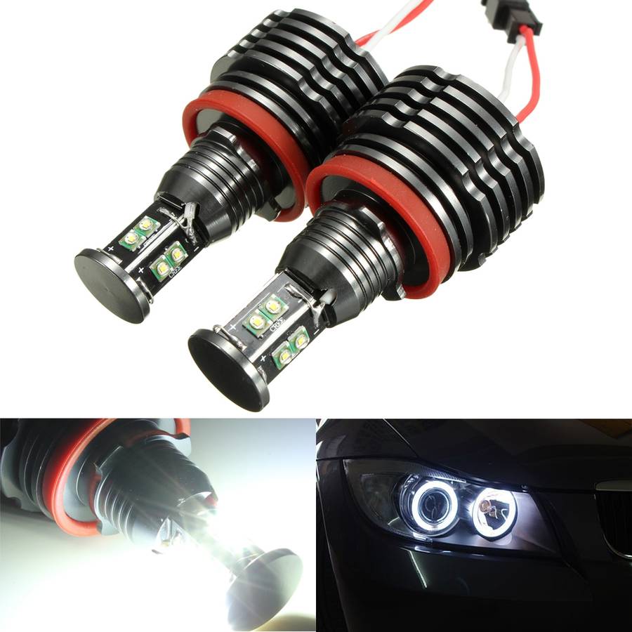 80W LED Angel Eyes Halo Light H8 Bulb Error Free For BMW E92 E93 E63 E70 X5