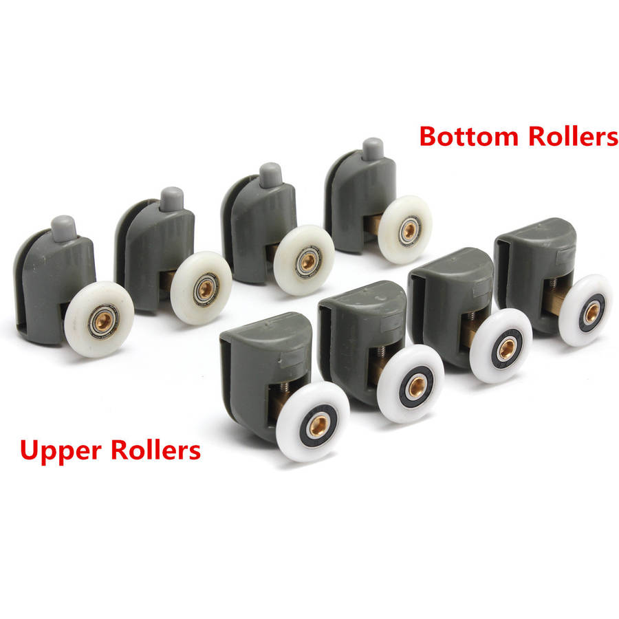 8Pcs Upper And Bottom Shower Door Rollers Runners Relacement Glass Wheels Pulleys