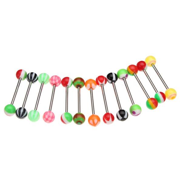  Tongue Barbell Bar Rings, Piercing Body Jewelry Rings