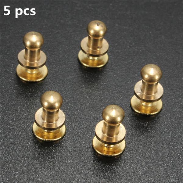5pcs Stud Screw Round Head Solid Brass Nail Rivet Chicago Button DIY Leather