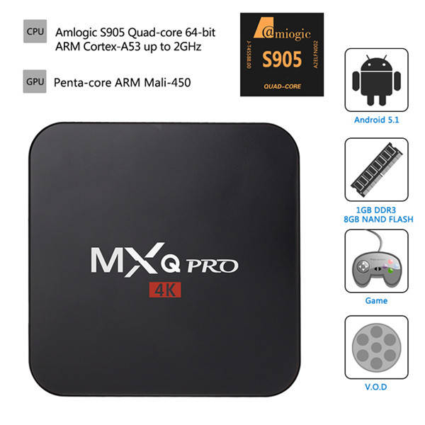 MXQ Pro 4K Ultimate KODI Android 5.1 Lollipop Amlogic S905 Quad Core 1GB/8GB TV Box Android Mini PC