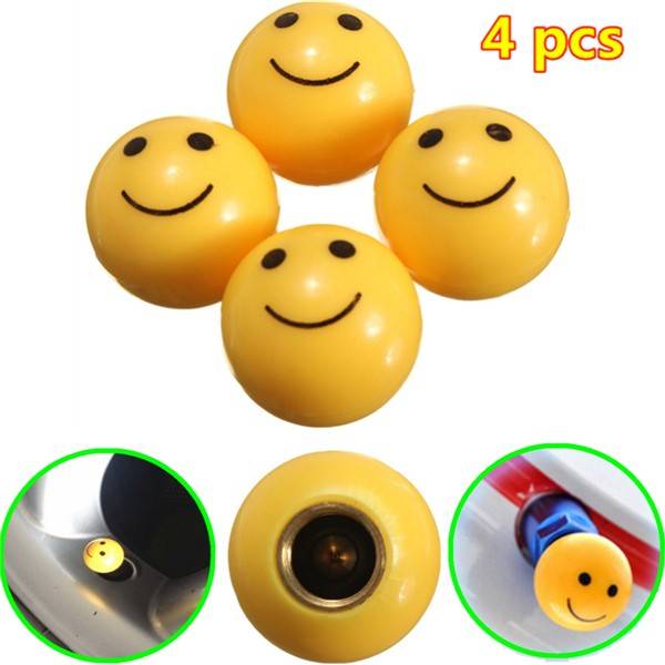4pcs Smile Face Motorcycle Tire Valve Wheel Tyre Caps Dust Covers