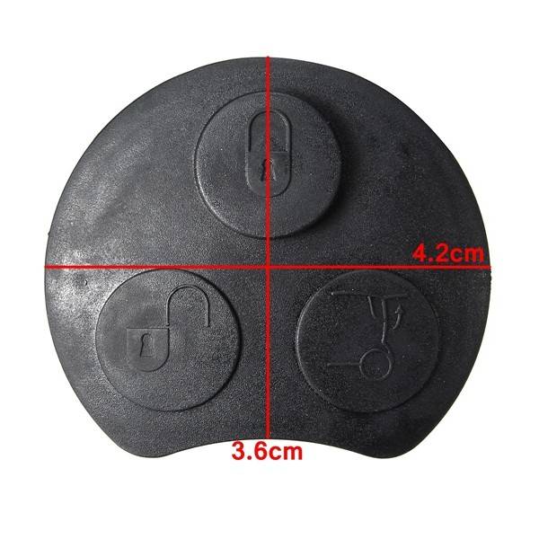 3 Button Black Rubber Pad Replacement Remote Key FOB for Smart Fortwo Forfour