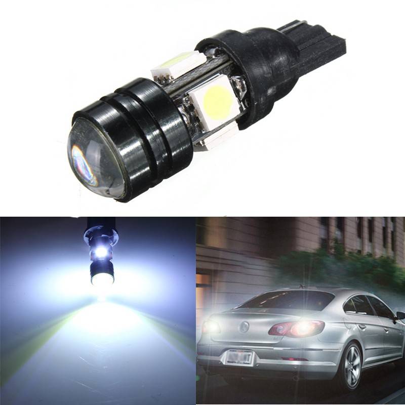 T10 Car LED Auto Lamp 5W-12V Light Bulbs With Bifocal Lens White Light