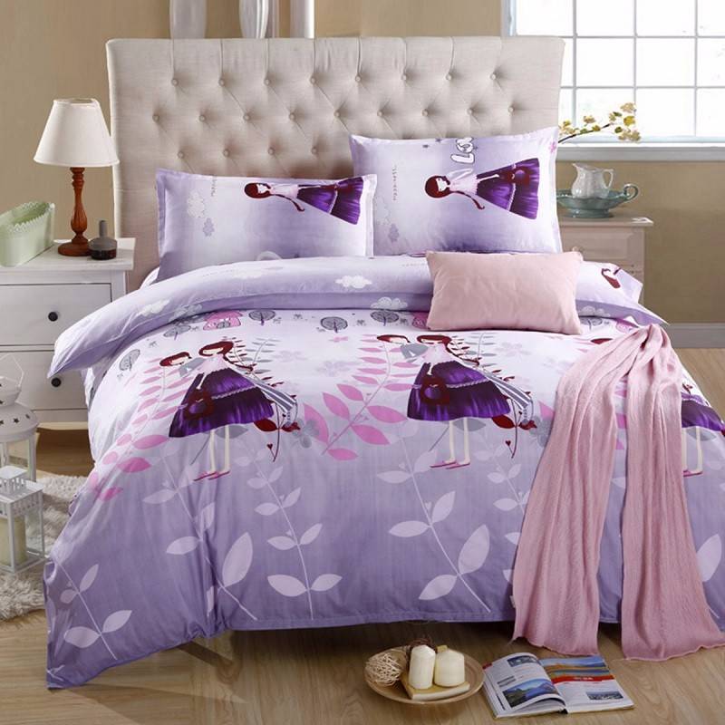 3 or 4pcs Suit Lover Printed Reactive Dyeing Polyester Fiber Bedding Sets Twin full Queen Size
