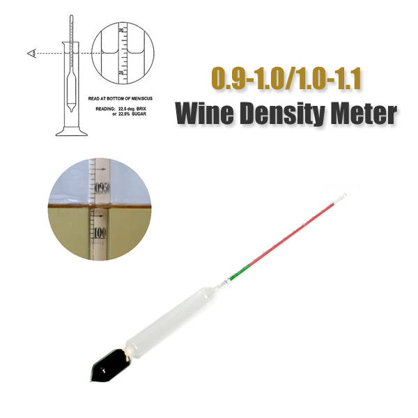 0.9-1.0/1.0-1.1 Wine Brew Alcohol Sugar Meter Hydrometer Double Color Density Meter