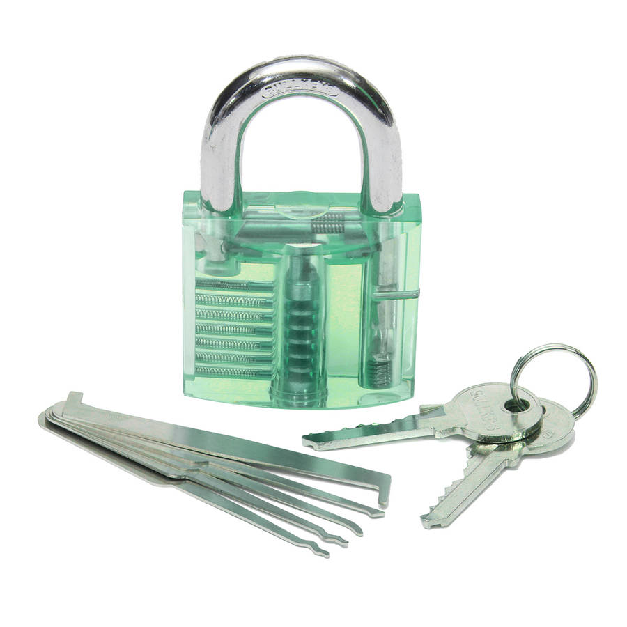 5pcs Unlocking Lock Pick Set +  Transparent Practice Padlocks 5-Color Optional