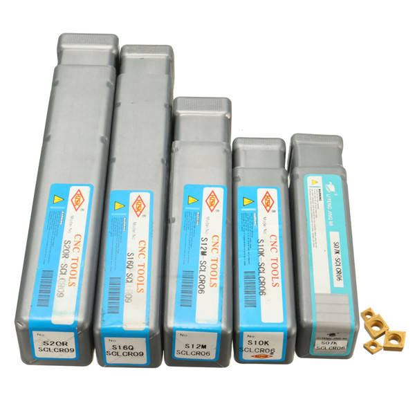 15pcs 7/10/12/16/20mm SCLCR09 Lathe Turning Tool Holder with CCMT060204 Inserts and Wrench
