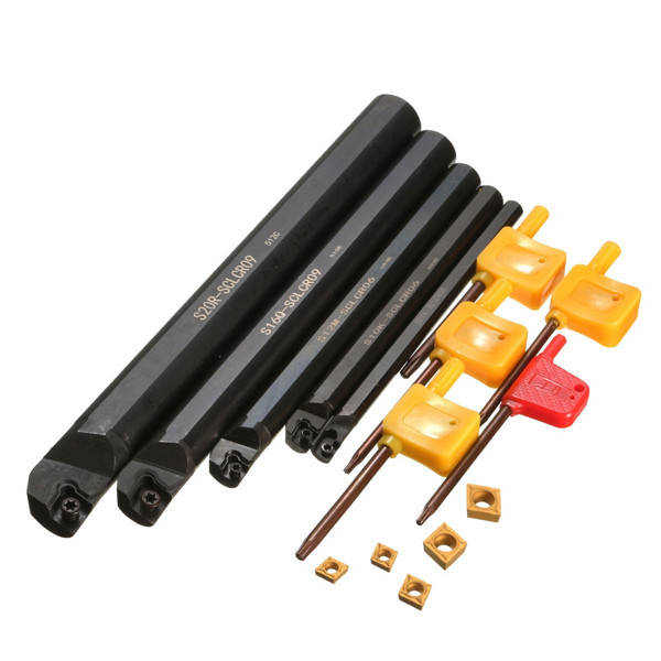 15pcs 7/10/12/16/20mm SCLCR09 Lathe Turning Tool Holder with CCMT060204 Inserts and Wrench