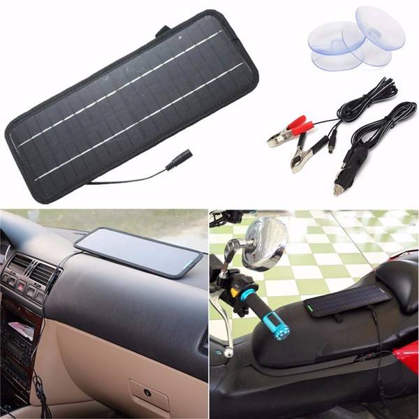 Portable Solar Panel Power Battery Charger Backup For Car Boat Automobile 12V 5W