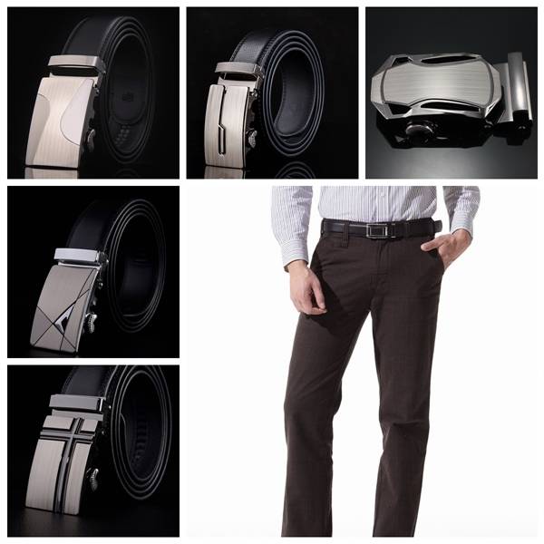 Men Belt Business Buckle Silver Alloy Metal Automatic Agio