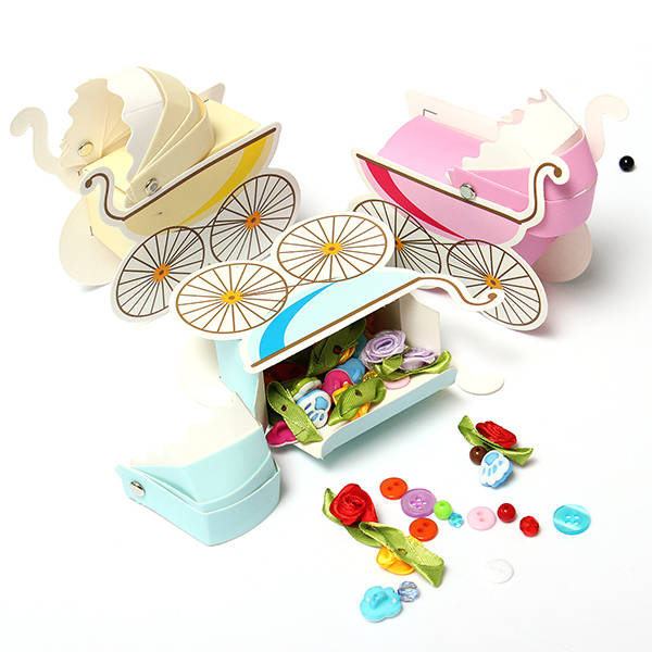 10Pcs Baby Stroller Shape Gift Box Wedding Baby Shower Party Favor Decoration Gift Boxes