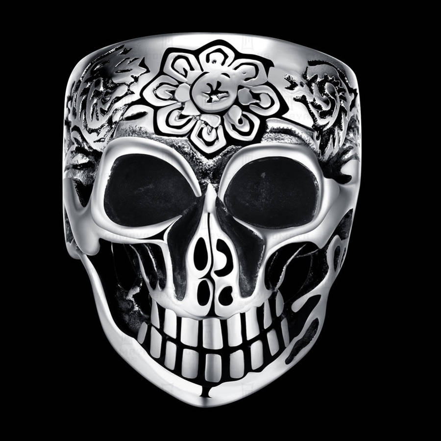 316L Stainless Stell Silver Men Women Skull Ring Punk Rock