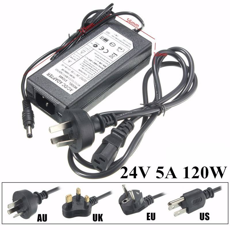 5.5mm x 2.5mm  AC 100-240V to DC 24V 5A Switching Power Supply Adapter Transformer