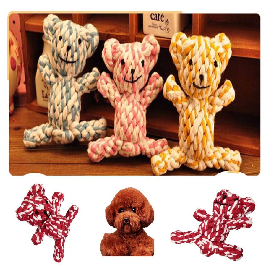 Pet Toy Cute Braided Bear Chew Knot Toys Dog Pet Puppy Strong Cotton Rope Play Cute Lovely FunTeeth