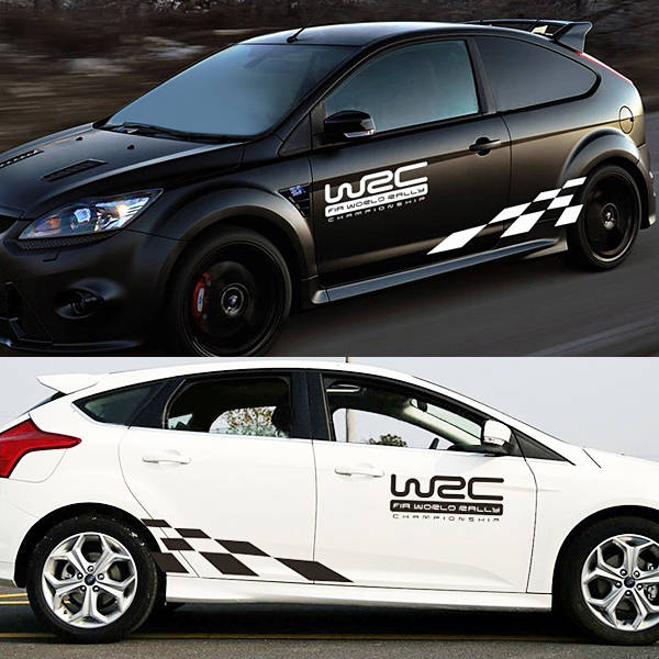A Set of WRC Racing and Lattice Design Word Rally Style Sticker Car Styling Body Sticker
