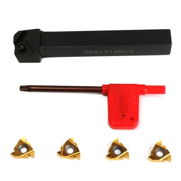 SER1212H16 12x100 Threading Turning Tool Holder with 4pcs 16ER AG60 Inserts