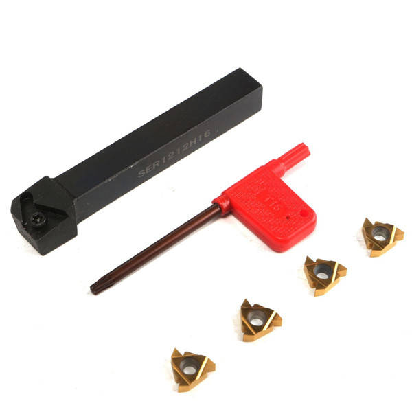 SER1212H16 12x100 Threading Turning Tool Holder with 4pcs 16ER AG60 Inserts