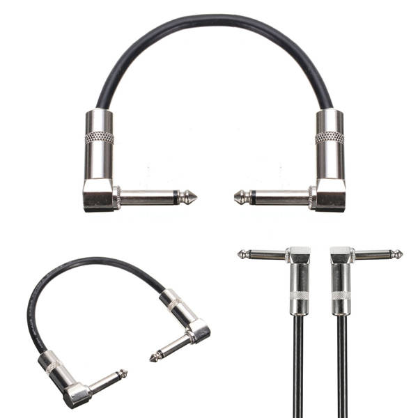 5pcs 6.35mm Right Angle Jack Plug Guitar Patch Lead Effects Instrument Cable Cord