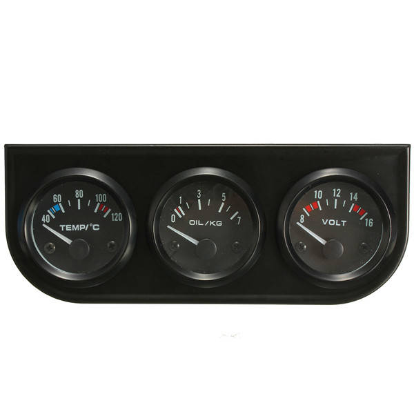 2 inch 52mm Electronic 3 Gauge Kit Water Temp Oil Pressure Volt With 3 Hole Bracket