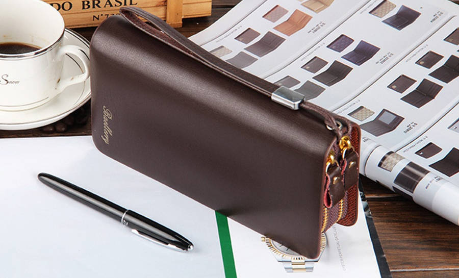 Multifunctional PU Leather Zipper Safety Rope Card Bag Clutch Long Purse Wallet Handbag Phone Bag