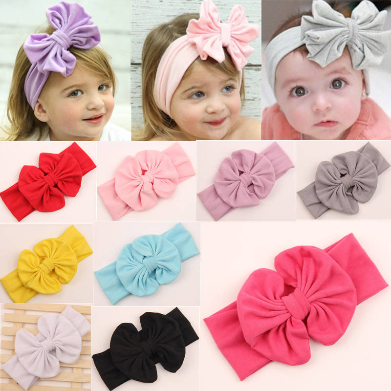 Girls Kids Baby Toddler Bowknot Bow Headband Soft Elastic Sweet Hair Wear Wrap Turban Accessories