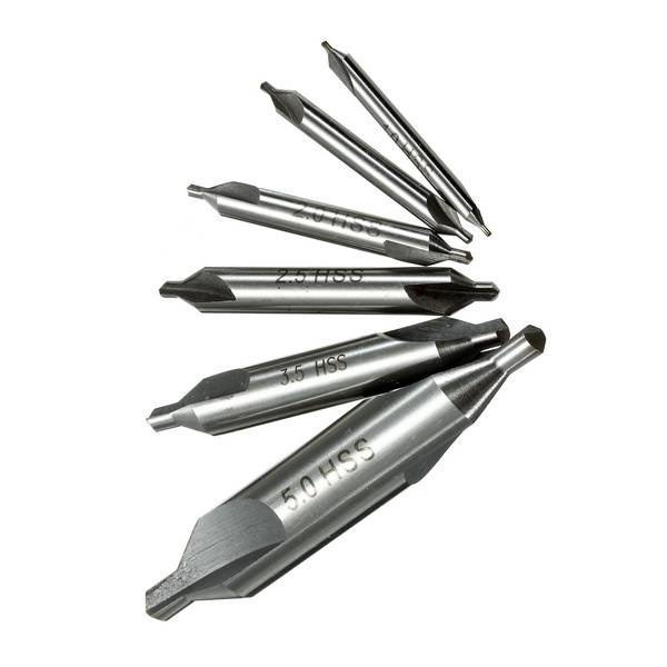 6pcs 5/3/2.5/2/1.5/1mm 60 Degree HSS Center Drills Bit Countersink Drill