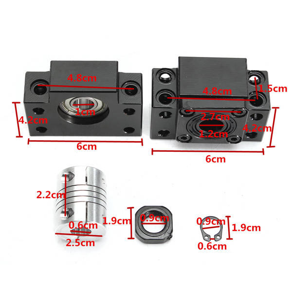 SFU1605 BK12 BF12 Ball Screw Supports with Coupler and Lock Nut Clasped