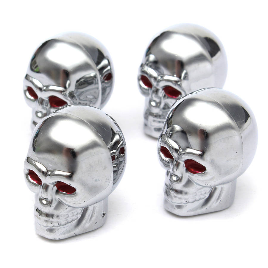 4 Pcs Skull Head Expression Car Tire Tyre Dust Stem Air Valve Caps