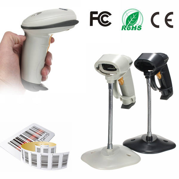 Automatic Barcode Scanner USB Laser Scan Bar Code Reader With Stand Handheld POS