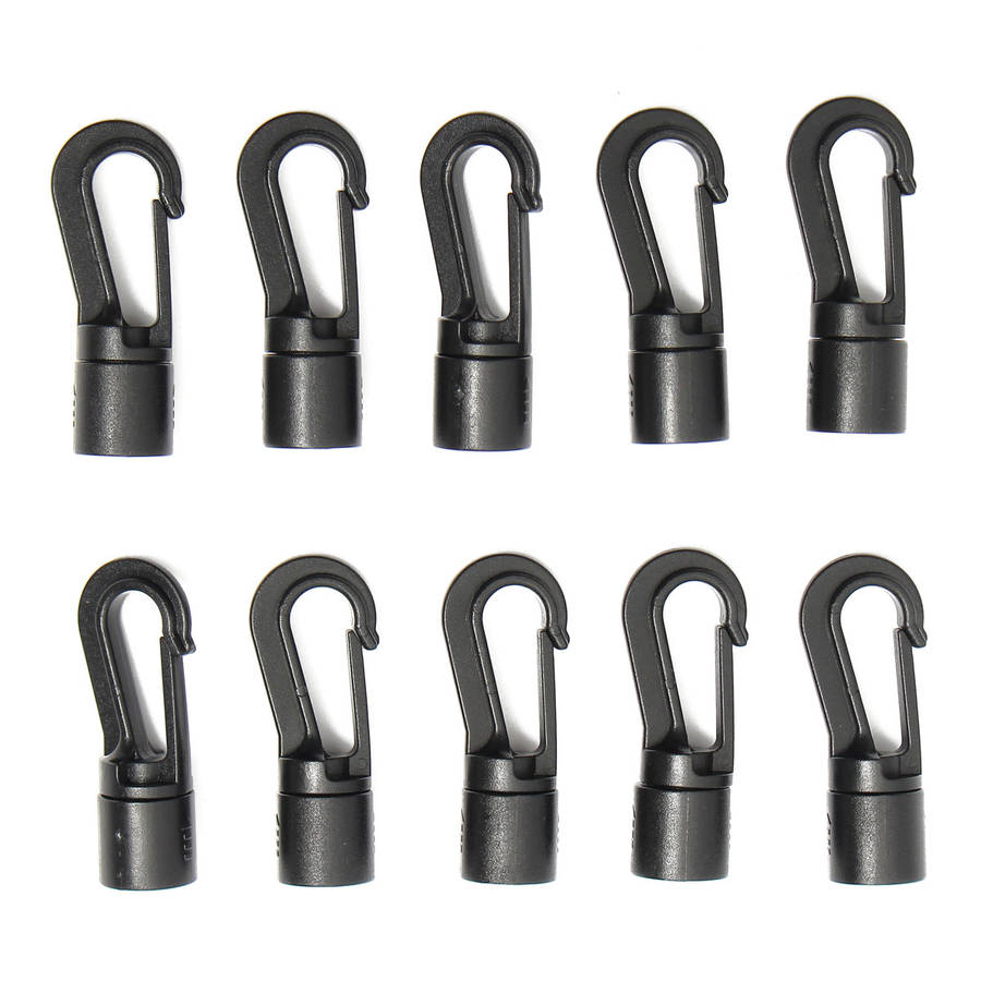 10pcs Shock Cord End Hooks for 8mm Bungee Cord Elastic Cord Black Packing